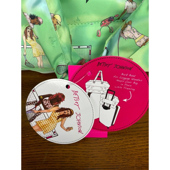 NWT Betsey Johnson Golf Tennis Print Puffer Large Travel Tote Bag Green Multi - Picture 13 of 13